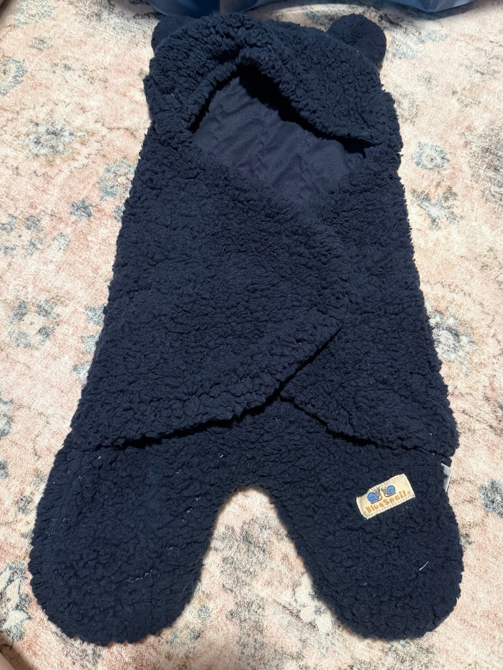 Baby Sherpa Hooded Footed Bunting - Navy
